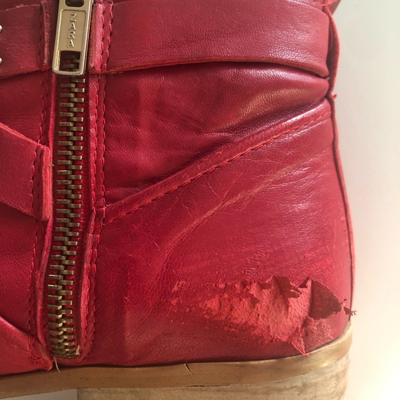 Unique real leather red boots with golden studs 37 - Picture 4 of 8